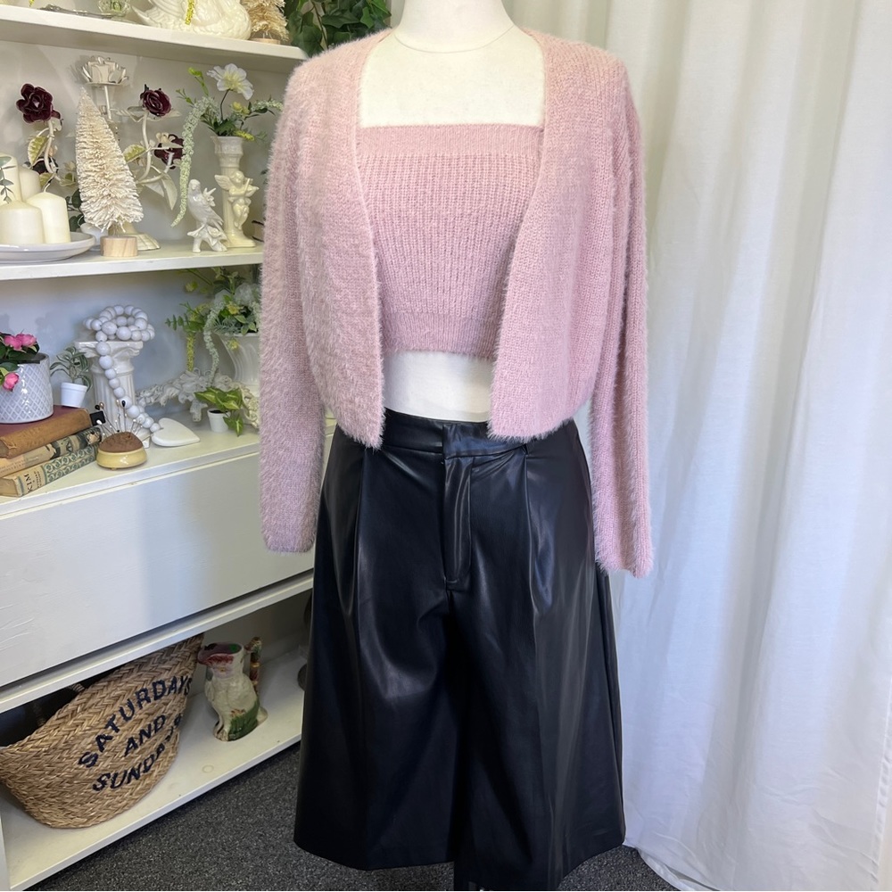 Mango Black Faux-Leather Gaucho Pants - Picture 2 of 16